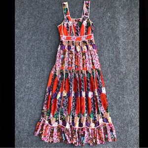 By Anthropologie square neck floral patchwork maxi dress size 4